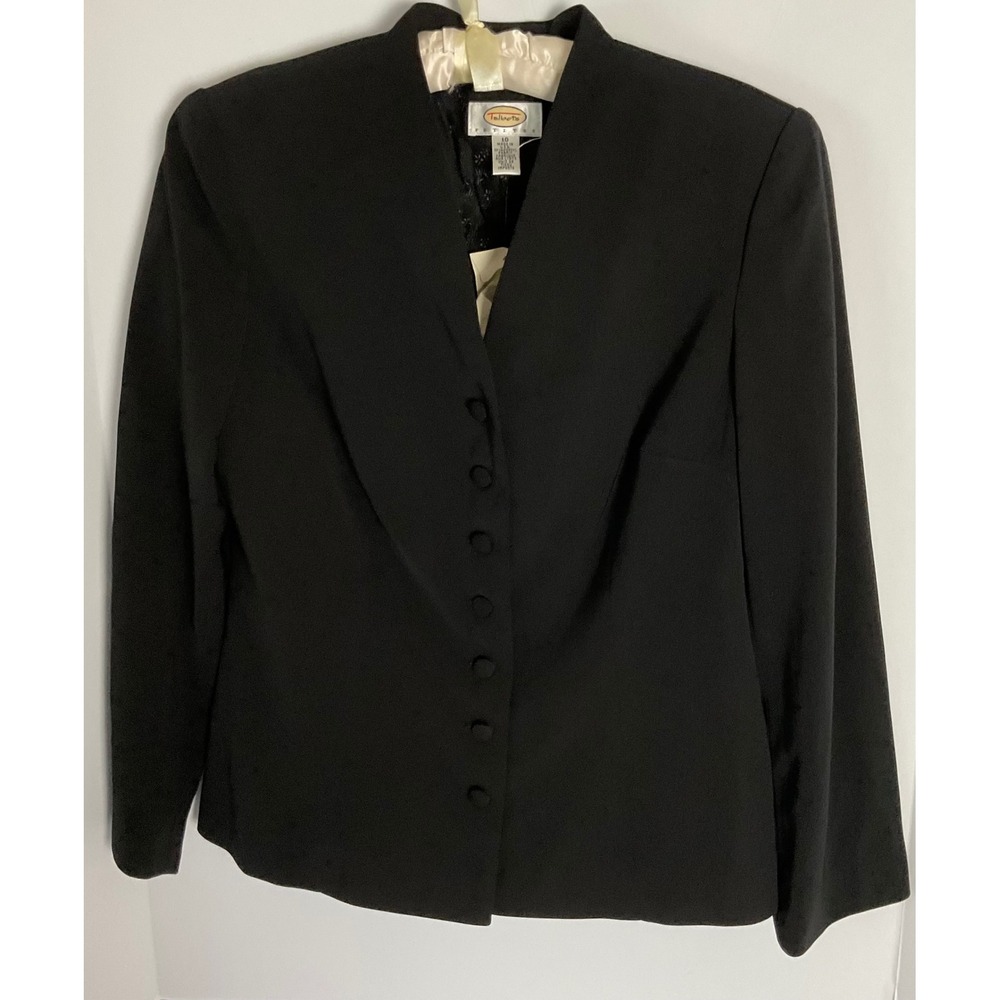 Talbots Petites Black Button Front Blazer Jacket  10P Made in USA NWT